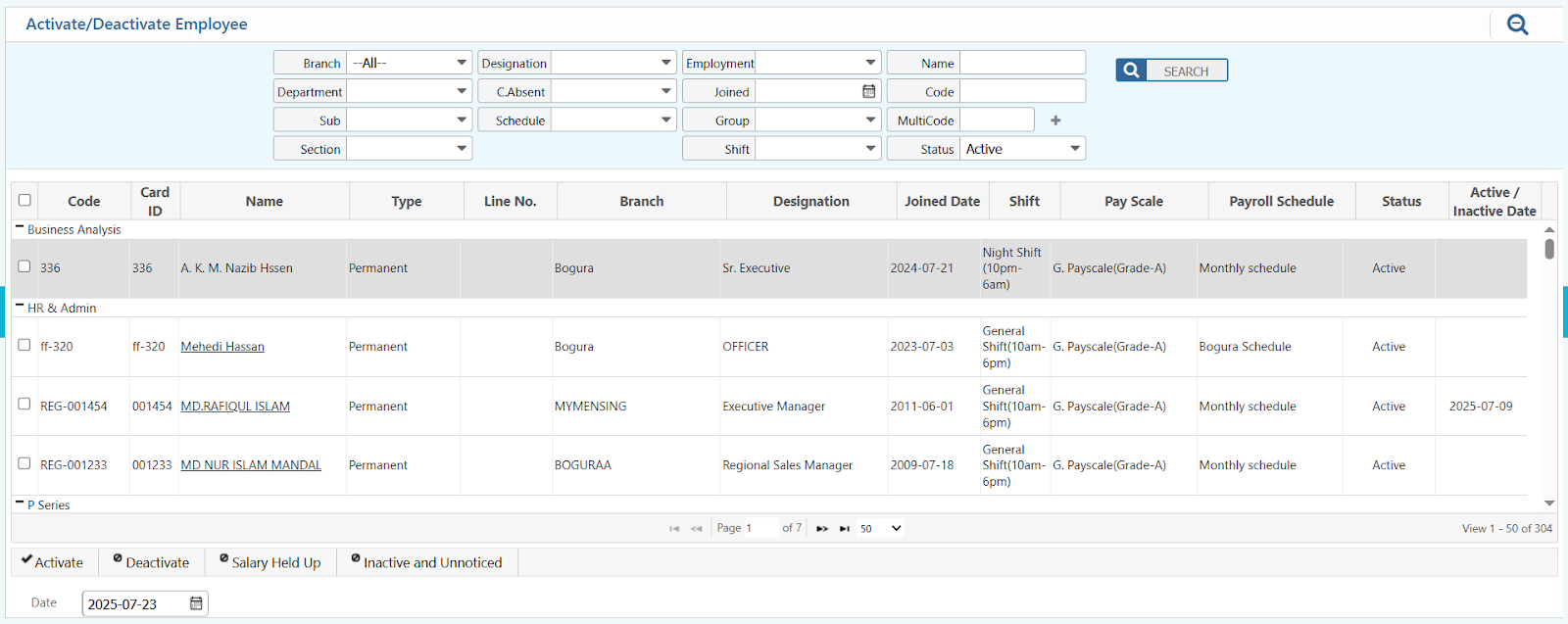 Activate or deactivate