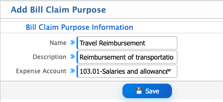 Add Bill Claim Purpose
