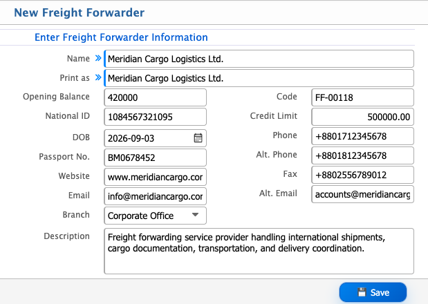 New Freight Forwarder