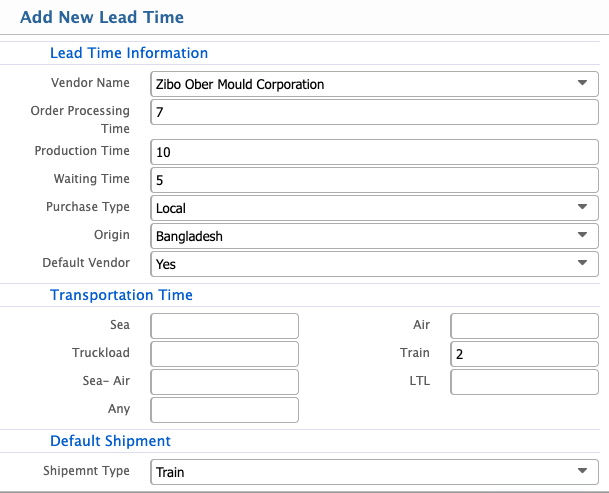 Add Lead Time