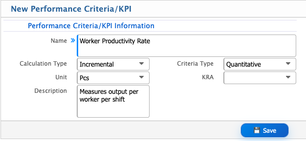 Add Performance Criteria