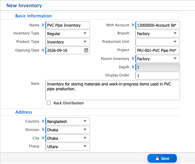 Add Project Inventory