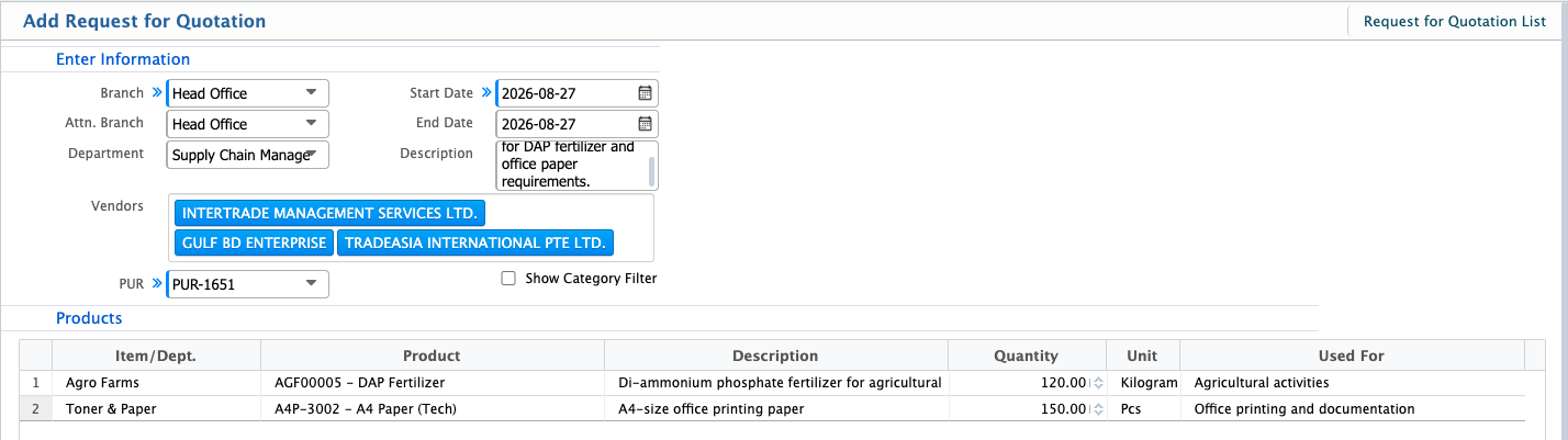 Add RFQ
