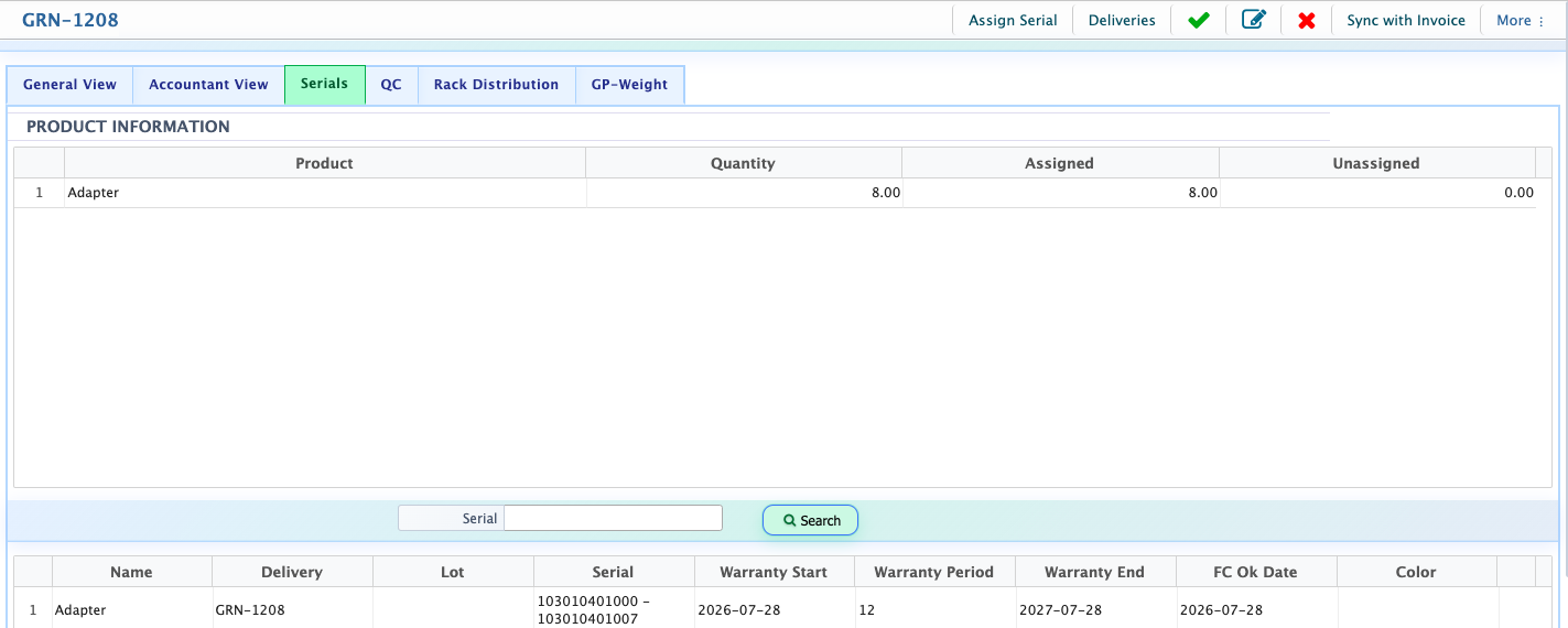 AssignSerialList