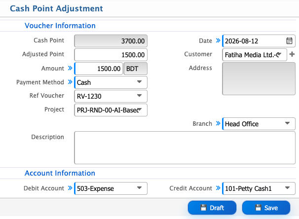 Cash Point Adjustment
