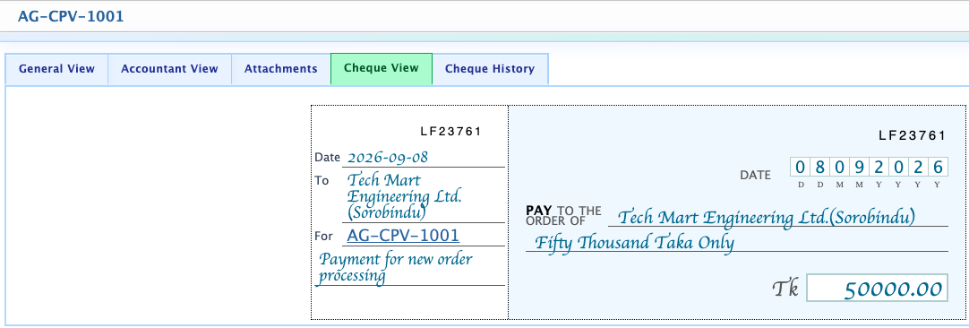 Issue Cheques Accountant View