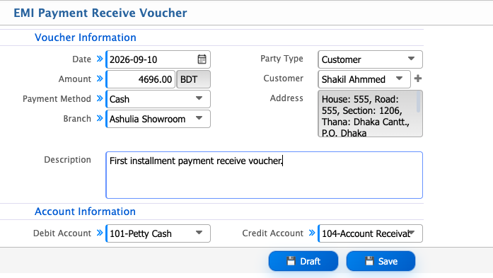EMIPaymentReceiveVoucher