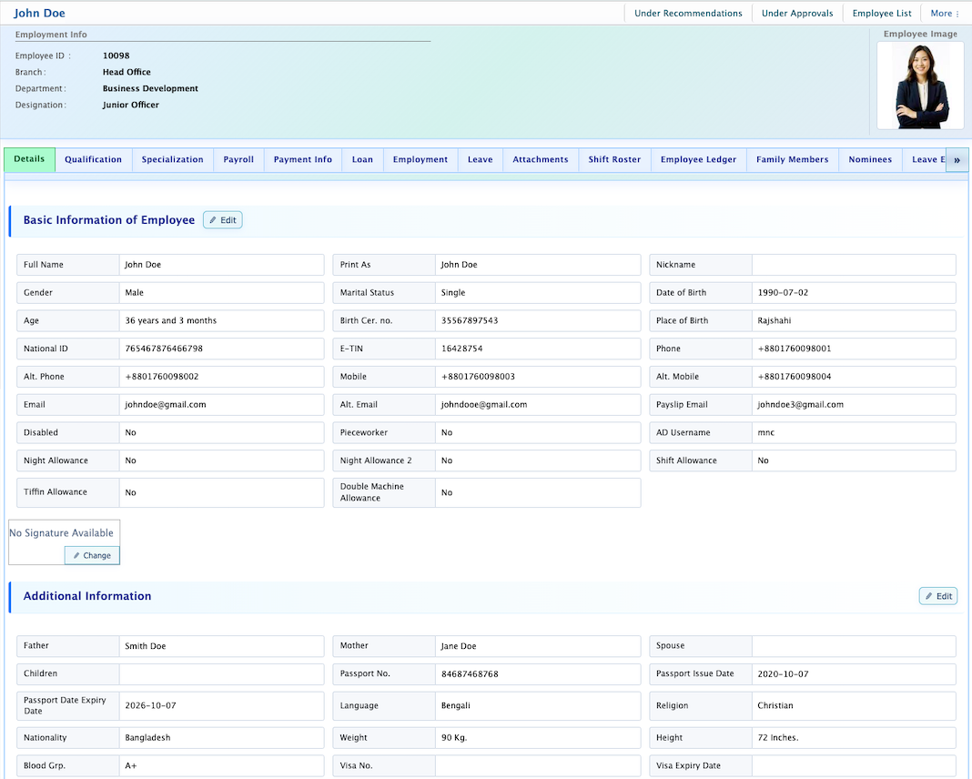 Employee Profile