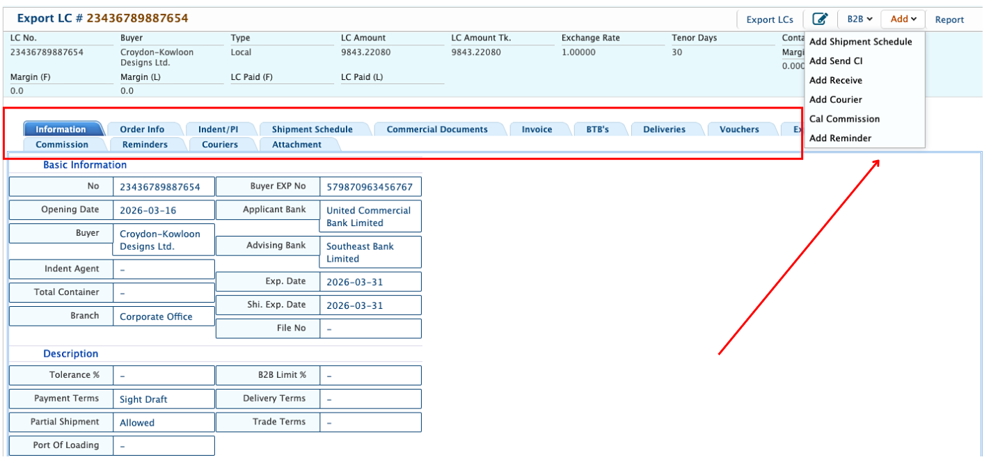 Export LC Details