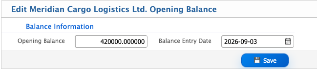 Freight Forwarder Opening Balance