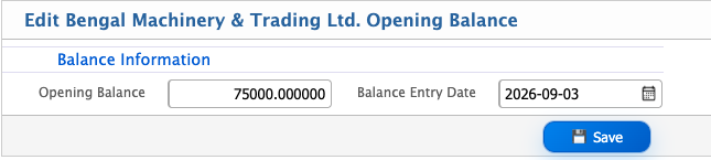 Indentor Opening Balance