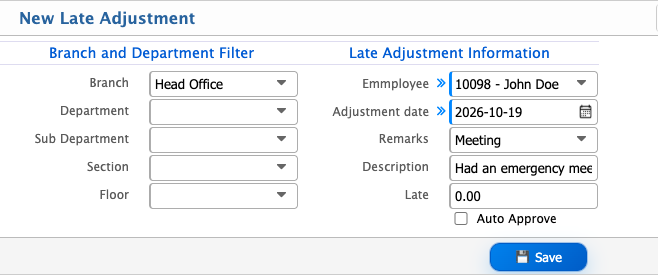 Late Adjustment Application