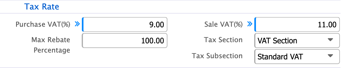Product VAT & Tax Configuration
