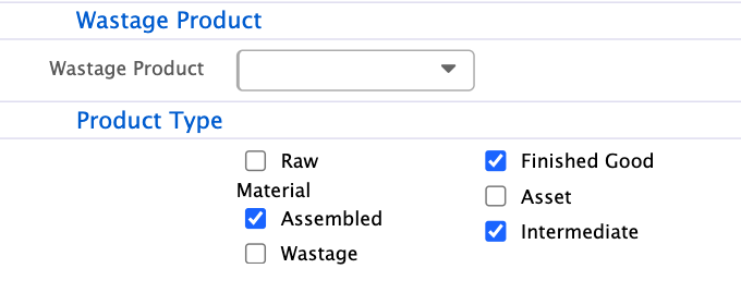 Product Type Configuration