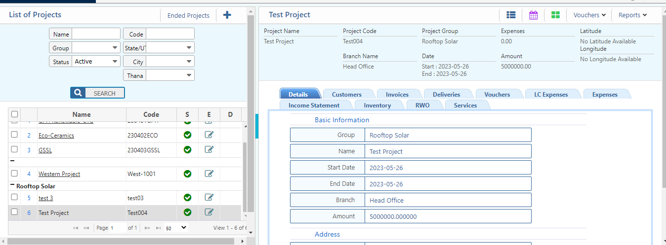 Project Details | Prism ERP Docs