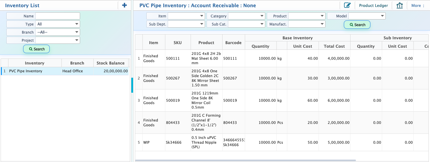 Project Inventory List