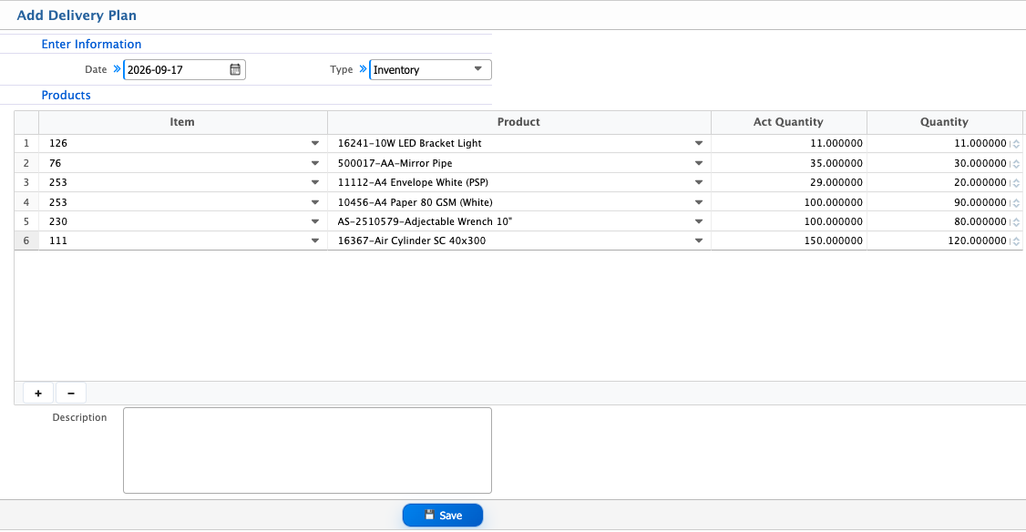 Add Delivery Plan