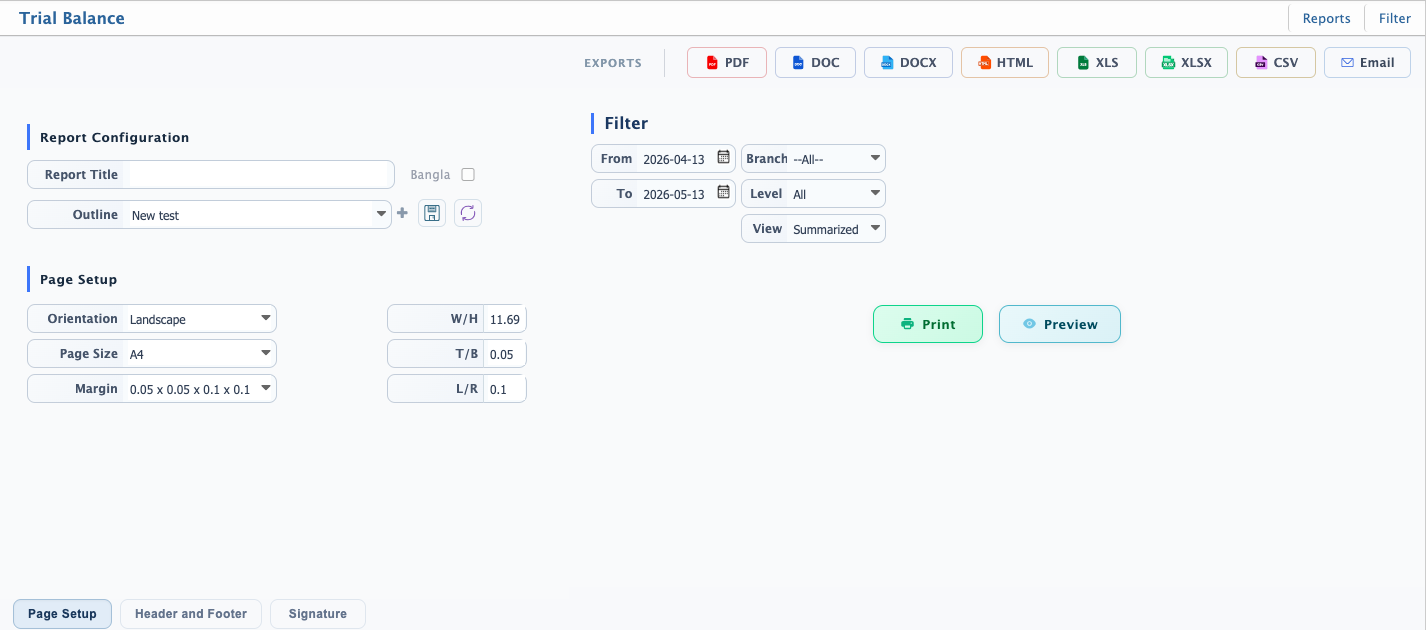 Report Search Filters