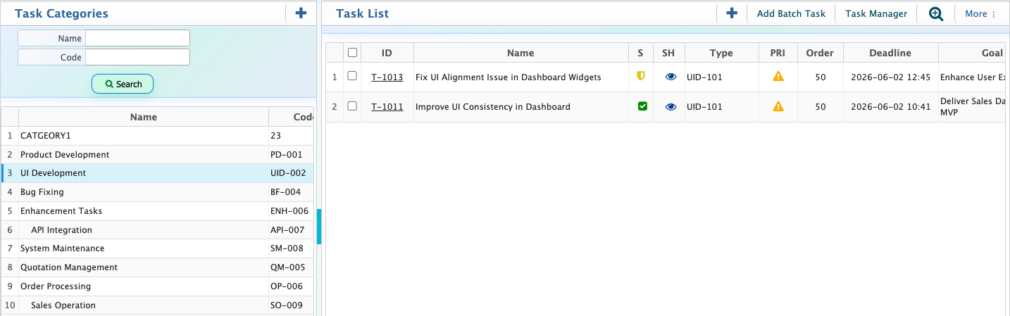 Task Category List
