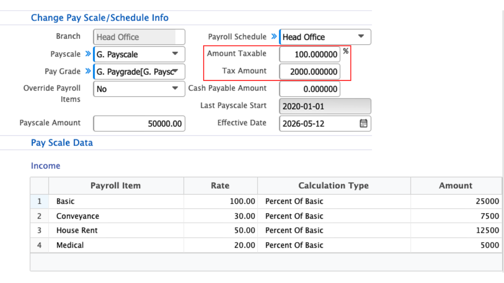 Employee Tax Amount
