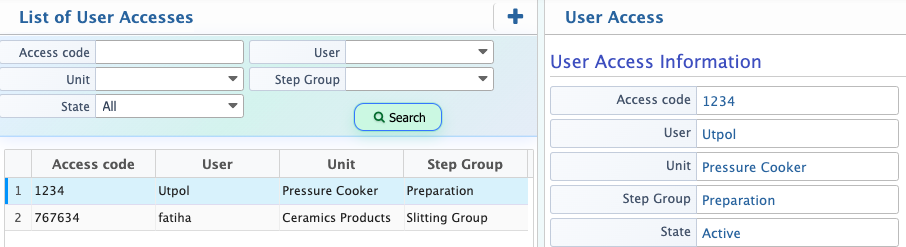 User access list