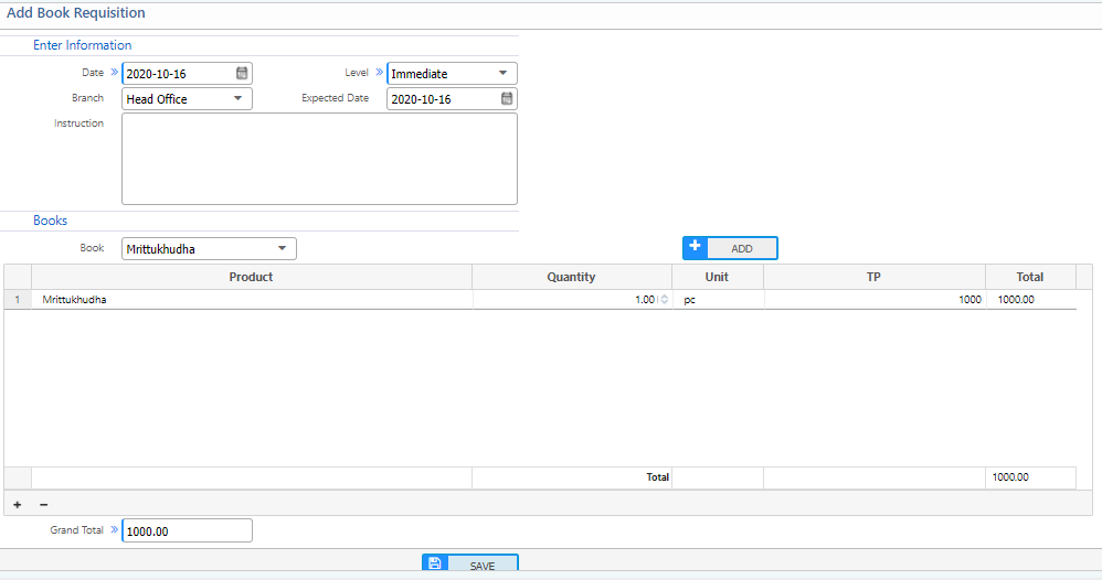 Book New Requisition