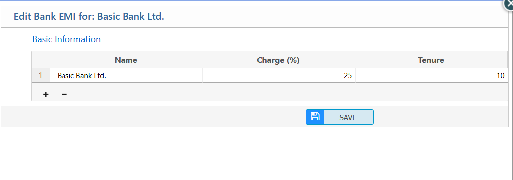 Edit Bank EMI Charge