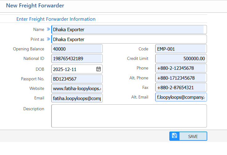 New Freight Forwarder