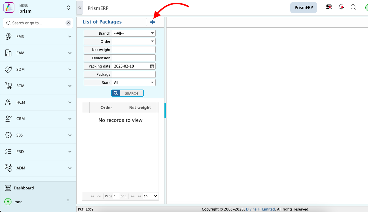 How to add packaging from list page