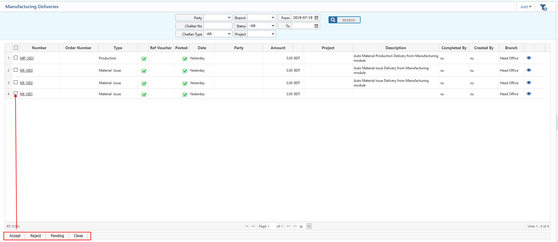 Production Deliveries